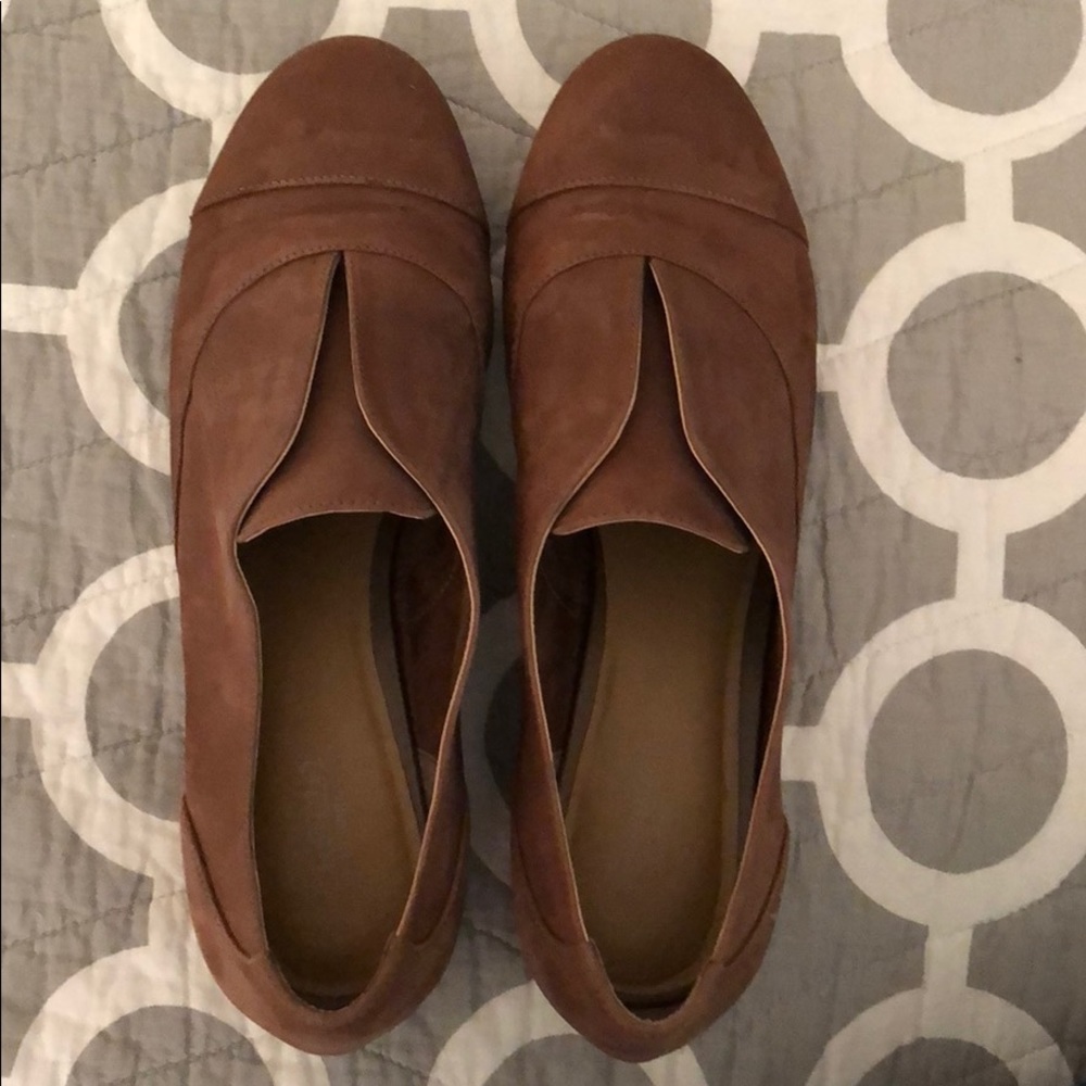Brown leather loafer style shoes